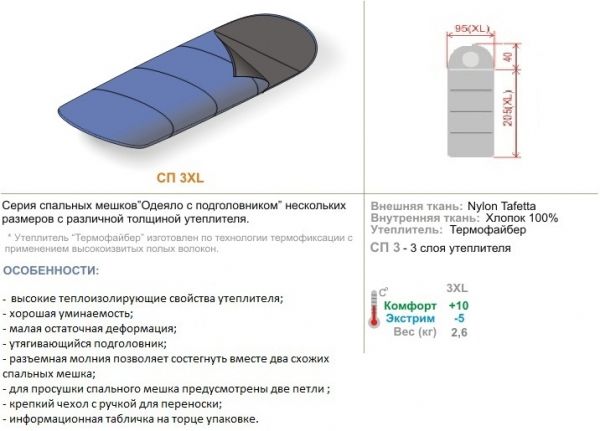 Спальный мешок СП 3XL Mobula