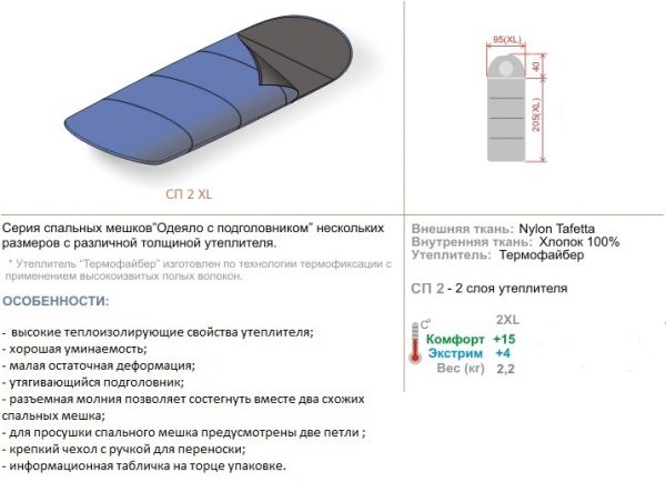Спальный мешок СП 2XL Mobula