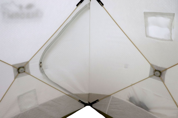 Палатка зимняя куб СЛЕДОПЫТ Premium 1,8х1,8 м, 3-х местная, 3 слоя, цв. белый/олива