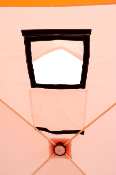 Палатка зимняя куб СЛЕДОПЫТ 1,8 х1,8 м, Oxford 210D PU 1000, 3-местная, цв. бело-оранж