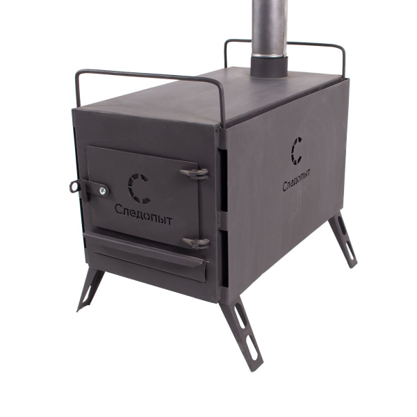 Печь дровяная "Следопыт" Heavy большая (с экранами, угловыми трубами и грибком)