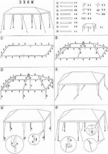 Шатер садовый CoolWalk 3060 3х6м белый