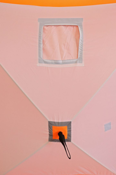 Палатка зимняя куб СЛЕДОПЫТ 2,1 х2,1 м, Oxford 210D PU 1000, 4-местная ,цв. бело-оранж.