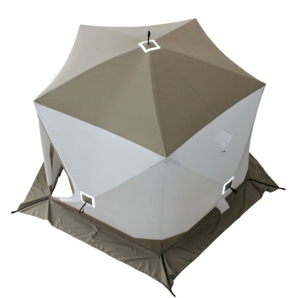 Палатка зимняя СЛЕДОПЫТ Premium 5 стен 1,8х1,75 м, h-2,05 м, 5-ти местная, 3 слоя, цв. белый/олива